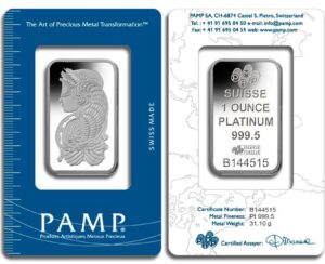 1 oz Platinum Bar - Brand Varies (Carded)