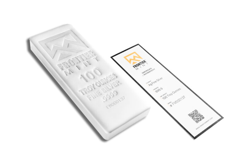 100 oz Silver Bar - Frontier Mint (Frosted) - Image 3